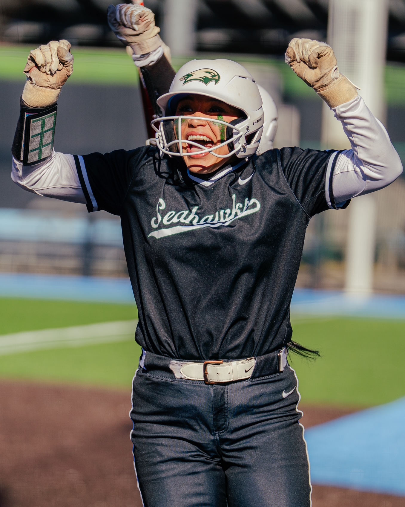 Geanice Morales celebrating with fists up